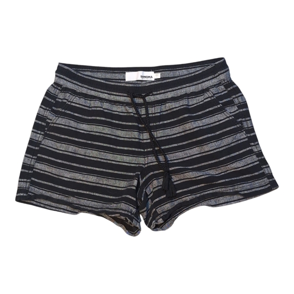Sonoma Pull On Paper-bag Drawstring Style Casual Striped Shorts SZ L - Picture 1 of 9